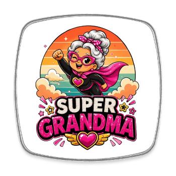 Super Grandma - Funny Superhero Granny Comic Hero - Square fridge magnet - white - Front
