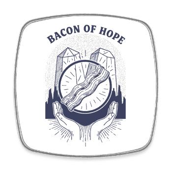 Breakfast Bacon Of Hope Funny Brunch Coffee - Square fridge magnet - white - Front