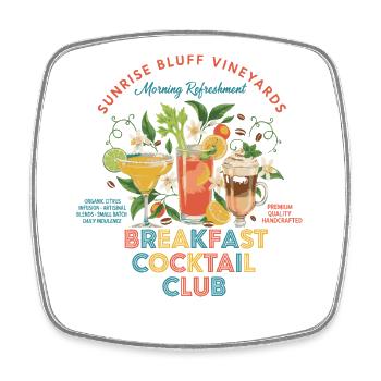 Frühstück Cocktail Club Lustiger Brunch Kaffee Essen - Viereckiger Kühlschrankmagnet - Weiß - Vorne