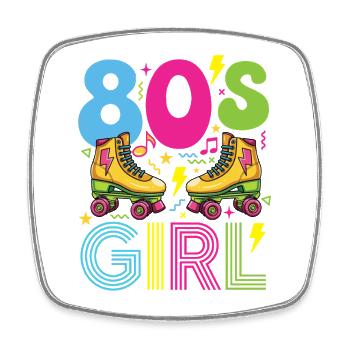 80er Mädchen Retro Nostalgische Party - Viereckiger Kühlschrankmagnet - Weiß - Vorne