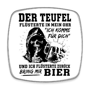 Teufel bring mir Bier mit... - Viereckiger Kühlschrankmagnet - Weiß - Vorne