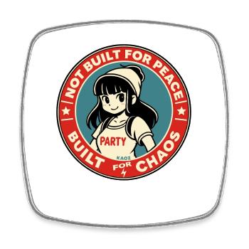 Kawaii Chaos Party Badge - Square fridge magnet - white - Front