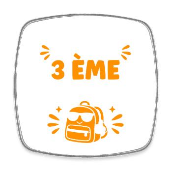 Niveau 3ème Débloqué Sac à Dos - Magnet carré - blanc - Devant