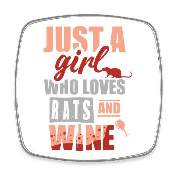 Einfach ein Mädchen, das Ratten und Wein liebt - Viereckiger Kühlschrankmagnet - Weiß - Vorne