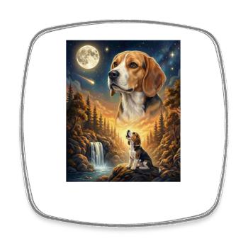 Hurlant à la Lune Meme Chien Beagle - Magnet carré - blanc - Devant