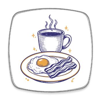 Breakfast Funny Brunch Coffee Bacon Food - Square fridge magnet - white - Front
