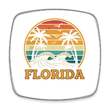 Florida Sunset Retro Surf Motif - Square fridge magnet - white - Front