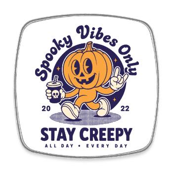 Spooky Vibes Only Pumpkin - Square fridge magnet - white - Front