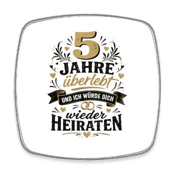 5. Hochzeitstag Jahrestag Geschenk Ehemann Ehefrau - Viereckiger Kühlschrankmagnet - Weiß - Vorne