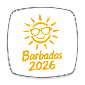 Barbade 2026 Sunshine - Magnet carré - blanc - Devant