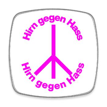 HIRN GEGEN HASS FÜR HALTUNG UND GEGEN RECHTE - Viereckiger Kühlschrankmagnet - Weiß - Vorne