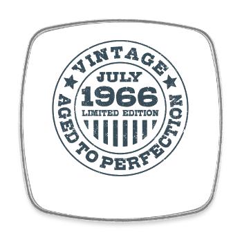 Vintage Juli 1966 Limited Edition Circle - Viereckiger Kühlschrankmagnet - Weiß - Vorne
