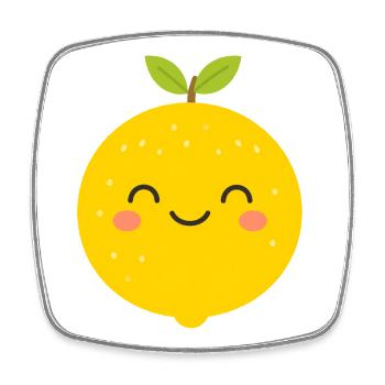 Dessin animé Sourire Citron Joyeux - Magnet carré - blanc - Devant