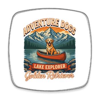 Abenteuerhunde – Golden Retriever Vintage Kanu - Viereckiger Kühlschrankmagnet - Weiß - Vorne