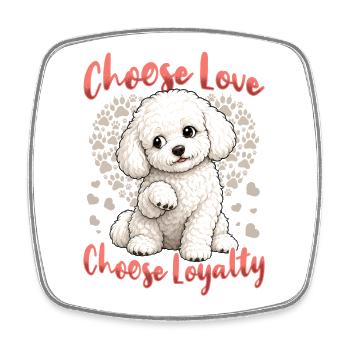 Race de chien Bichon Frisé - Magnet carré - blanc - Devant