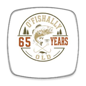 Offiziell 65 Jahre alt | Humor Geburtstagsangeln - Viereckiger Kühlschrankmagnet - Weiß - Vorne