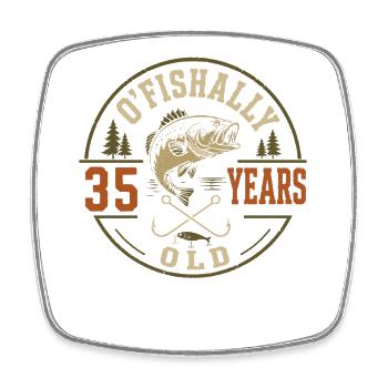 Officiellement 35 Ans | Humour Anniversaire Pêche - Magnet carré - blanc - Devant