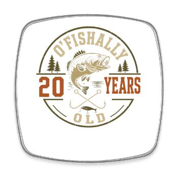 Officiellement 20 Ans | Humour Anniversaire Pêche - Magnet carré - blanc - Devant