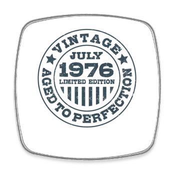 Vintage Juli 1976 Limited Edition Circle - Viereckiger Kühlschrankmagnet - Weiß - Vorne