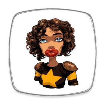 Star Hero Woman Dessin animé Pop Art - Magnet carré - blanc - Devant