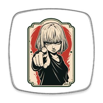 Pointing Heroine Retro Poster - Square fridge magnet - white - Front