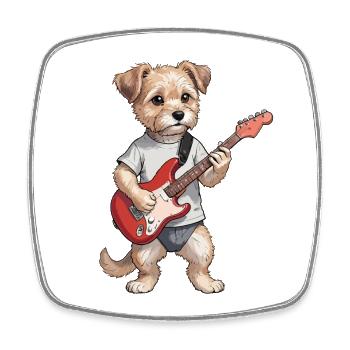 Rocker Hund - Viereckiger Kühlschrankmagnet - Weiß - Vorne