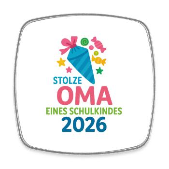 Stolze Oma eines Schulkindes 2026 - Viereckiger Kühlschrankmagnet - Weiß - Vorne