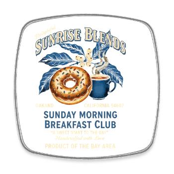 Breakfast Sunday Morning Breakfast Lovers Coffee - Square fridge magnet - white - Front