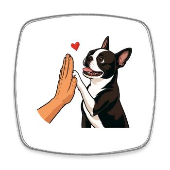 Boston Terrier High Five Chien Maman Patte Bump - Magnet carré - blanc - Devant