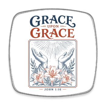 Grace Upon Grace - Square fridge magnet - white - Front