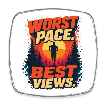 Trailrunning – Schlechtestes Tempo. Beste Ausblicke - Viereckiger Kühlschrankmagnet - Weiß - Vorne