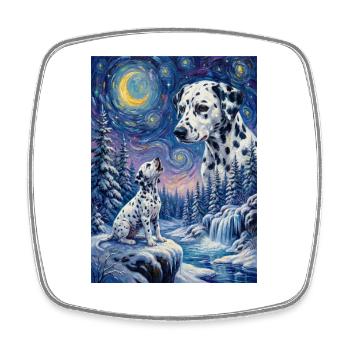 Howling to the Moon Meme Hund Dalmatiner - Viereckiger Kühlschrankmagnet - Weiß - Vorne