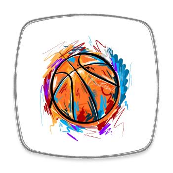 Basket-ball - Magnet carré - blanc - Devant