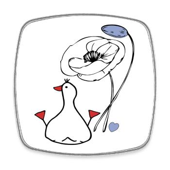 Canard avec des fleurs - Magnet carré - blanc - Devant
