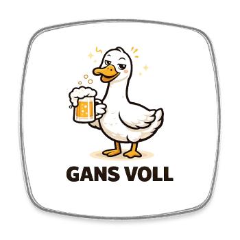  Gans Voll Lustige Betrunkene Gans Mit Bierkrug - Viereckiger Kühlschrankmagnet - Weiß - Vorne