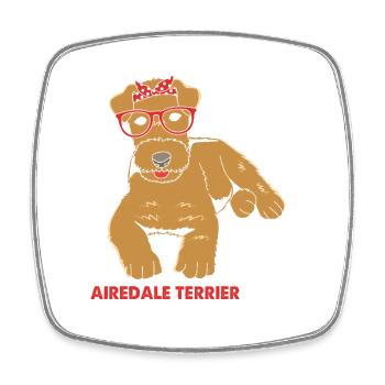 Airedale Terrier - Magnet carré - blanc - Devant