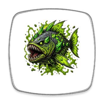 Monstre Vert des Profondeurs Marines - Magnet carré - blanc - Devant