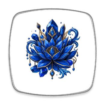Ornement de pierre précieuse de lotus azur - Magnet carré - blanc - Devant