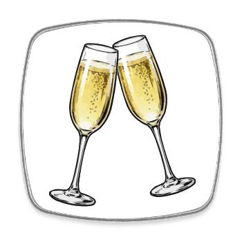 Sekt Gläser - Magnet carré - blanc - Devant