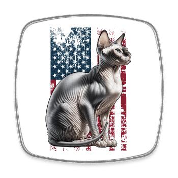 Sphynx Cat US Sphynxkatze - Viereckiger Kühlschrankmagnet - Weiß - Vorne