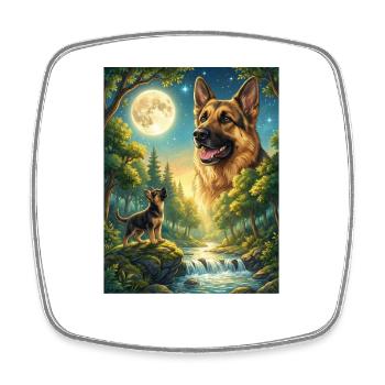 Howling to the Moon Dog German Shepherd - Square fridge magnet - white - Front