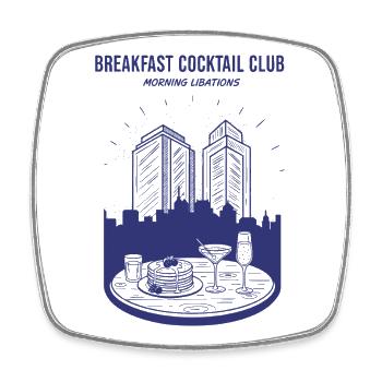 Petit-déjeuner, club de cocktails, brunch matinal de boissons - Magnet carré - blanc - Devant