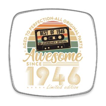 1946 Vintage Retro Birthday Gift - Square fridge magnet - white - Front