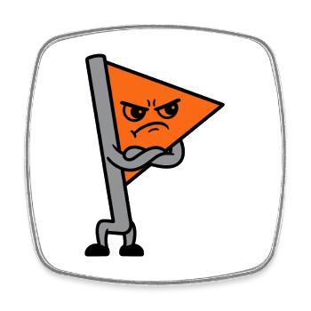 Grumpy Corner Flag Funny Football Art - Square fridge magnet - white - Front