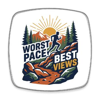 Trailrunning – Schlechtestes Tempo. Beste Ausblicke - Viereckiger Kühlschrankmagnet - Weiß - Vorne