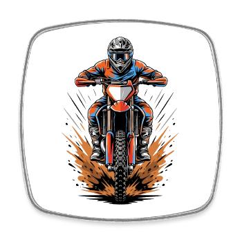 Motocross Sprung Action - Viereckiger Kühlschrankmagnet - Weiß - Vorne
