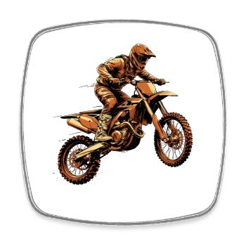 Wüstenrennender Dirtbike-Fahrer - Viereckiger Kühlschrankmagnet - Weiß - Vorne