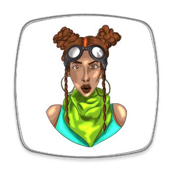 Aventurière goggles néon - Magnet carré - blanc - Devant