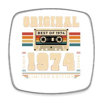 52e anniversaire Gift Man cassette Best of 1974 - Magnet carré - blanc - Devant
