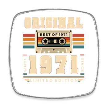55. Geburtstag Geschenk Mann Kassette Best of 1971 - Viereckiger Kühlschrankmagnet - Weiß - Vorne